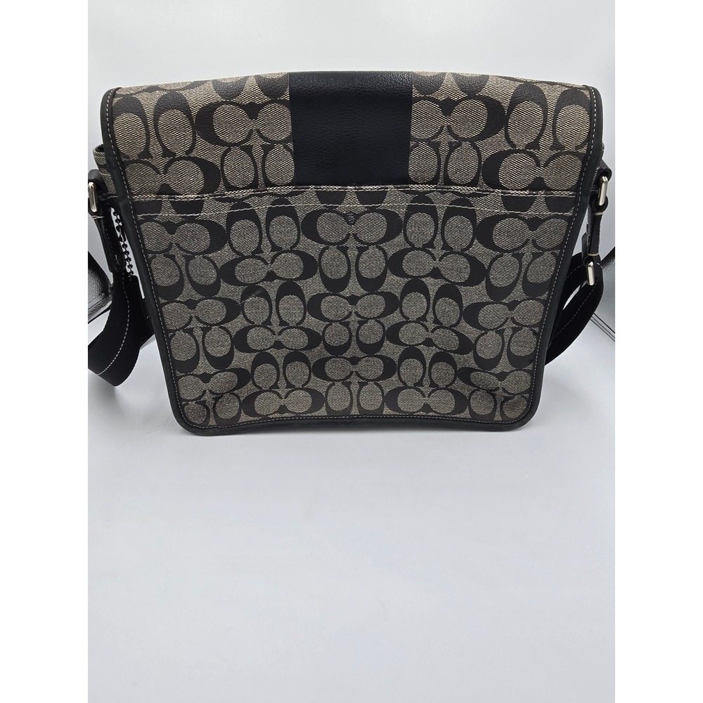 Coach Heritage Stripe Signature Messenger Bag Black Grey Crossbody F70590 - Picture 3 of 16